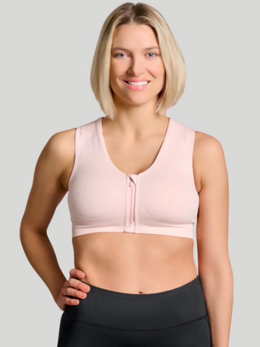 Soft Light Pink V-Neck Seamless Sports Bra